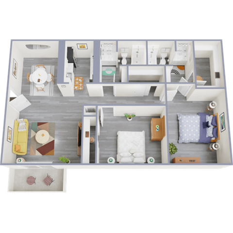 a floor plan of a 3 bedroom apartment